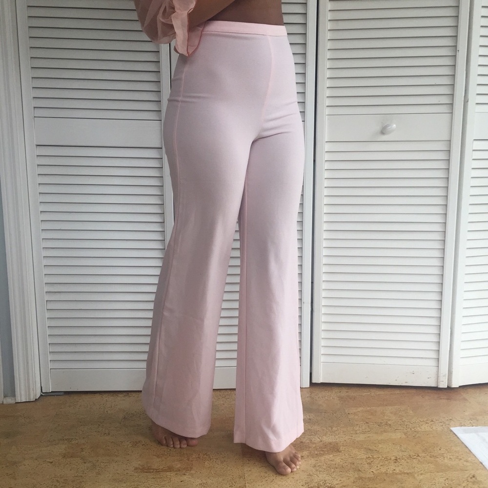 American Apparel Pink Wide Leg Pants Flat Front